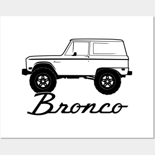 1966-1977 Ford Bronco Side, w Tires, Black Print Posters and Art